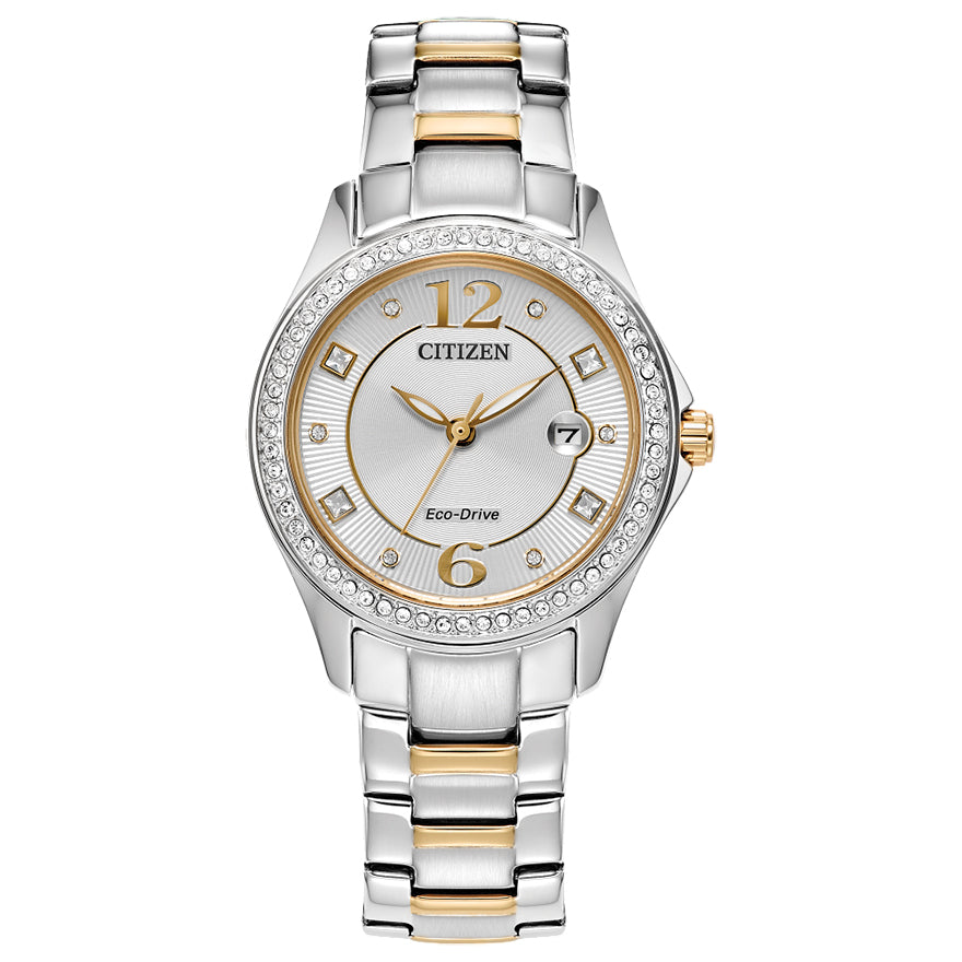 Citizen Eco-Drive Crystal Champagne Dial Ladies Watch | FE1147-79P