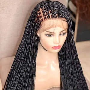 Handmade Micro Cornrow Box Braided Wigs - Glueless Knotless Braid Lace Front Wigs, Heat Resistant Synthetic Hair - SWEET T 52