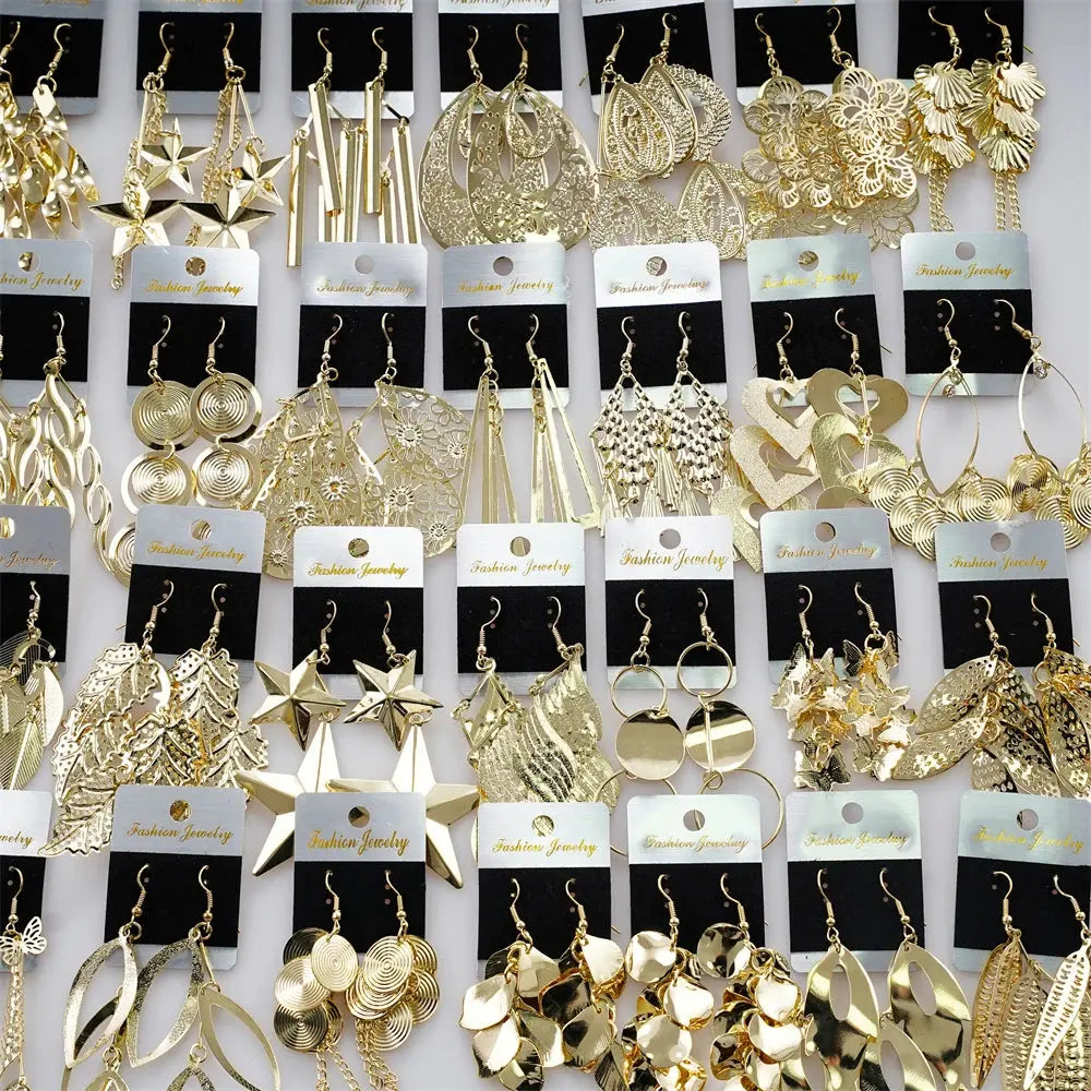 10 Pair/Lot Trendy Geometric Drop Hoop Earrings for Women & Girls. Fashion Silver/Gold Plated Jewelry Accessories-earrings-SWEET T 52