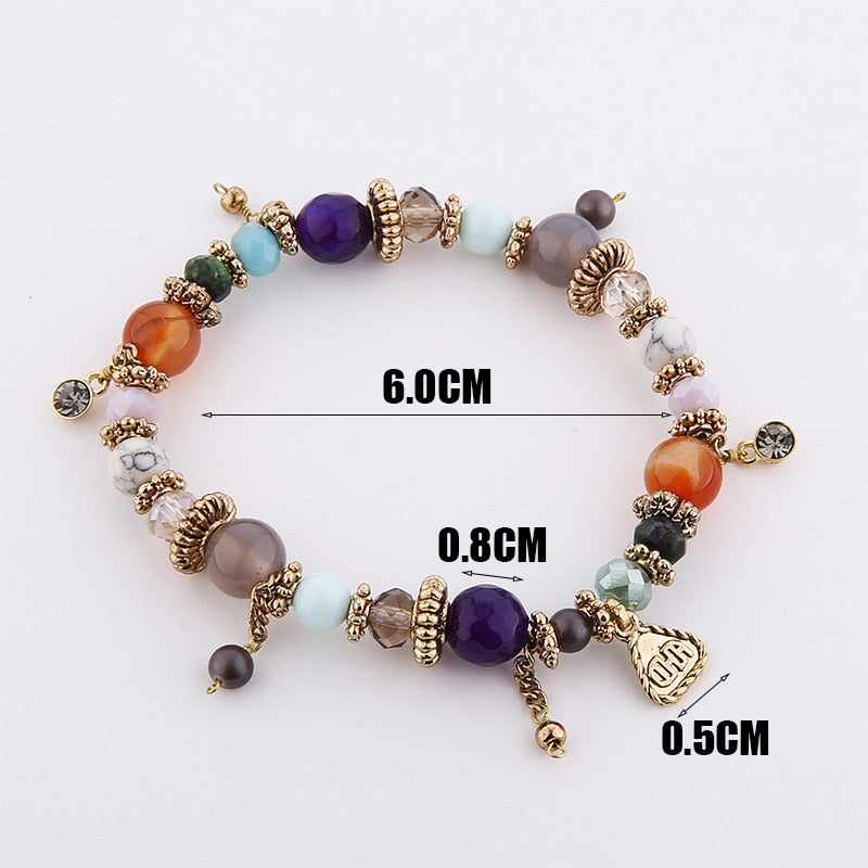 Bohemian Charm Bead Bracelet/Bangle For Women and Girls with Amulets-Bracelet-SWEET T 52