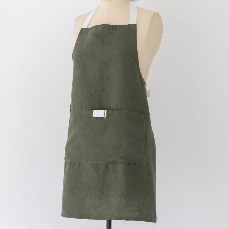 Keepsake Linen Adult Bistro Apron in Olive