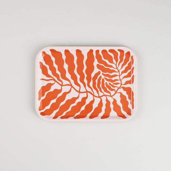 Rectangle Art Tray in Pink Leaves – Gemini