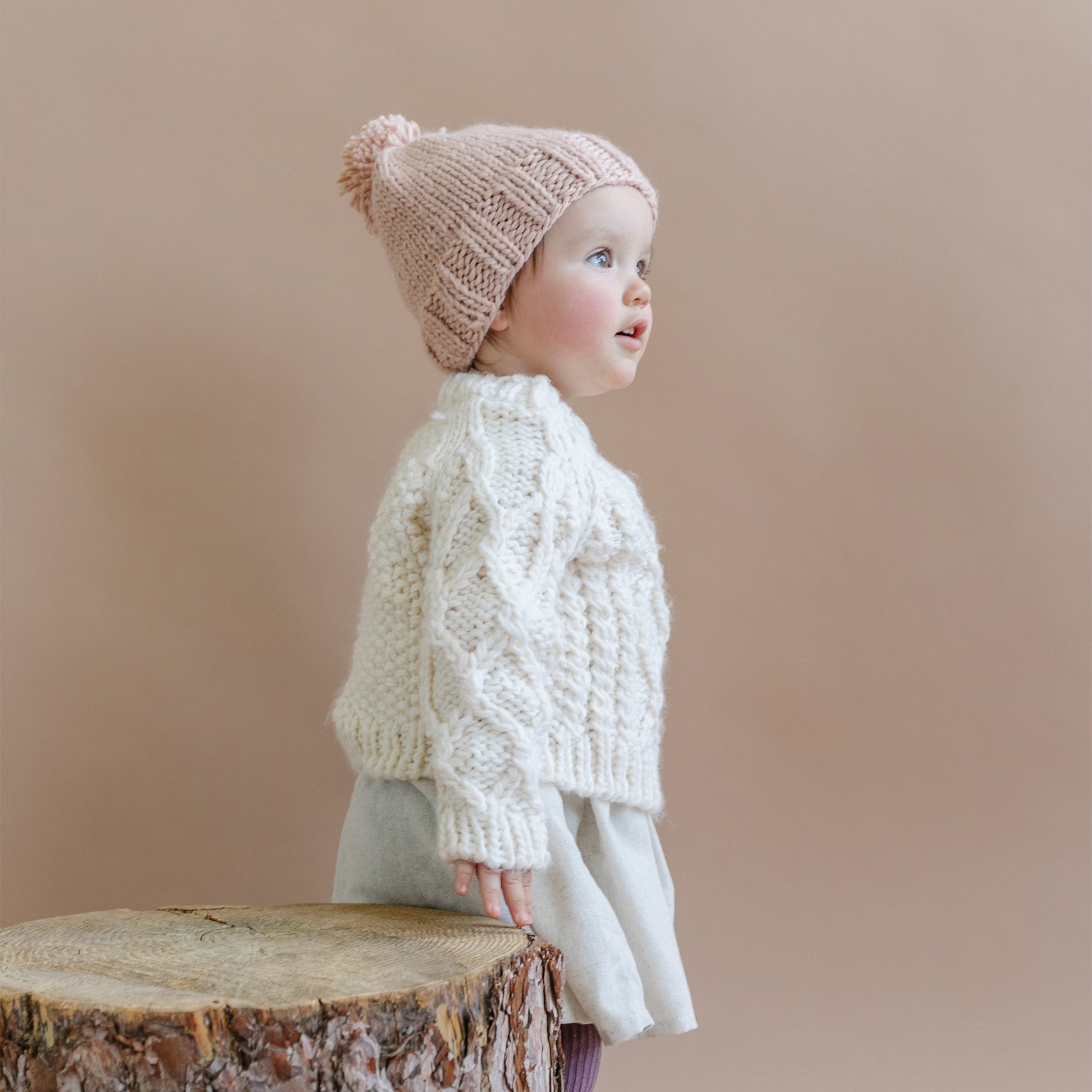 Baby and Toddler Fisherman’s Sweater in Cream