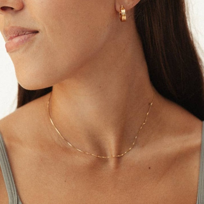 Delicate Staple Box Chain Necklace