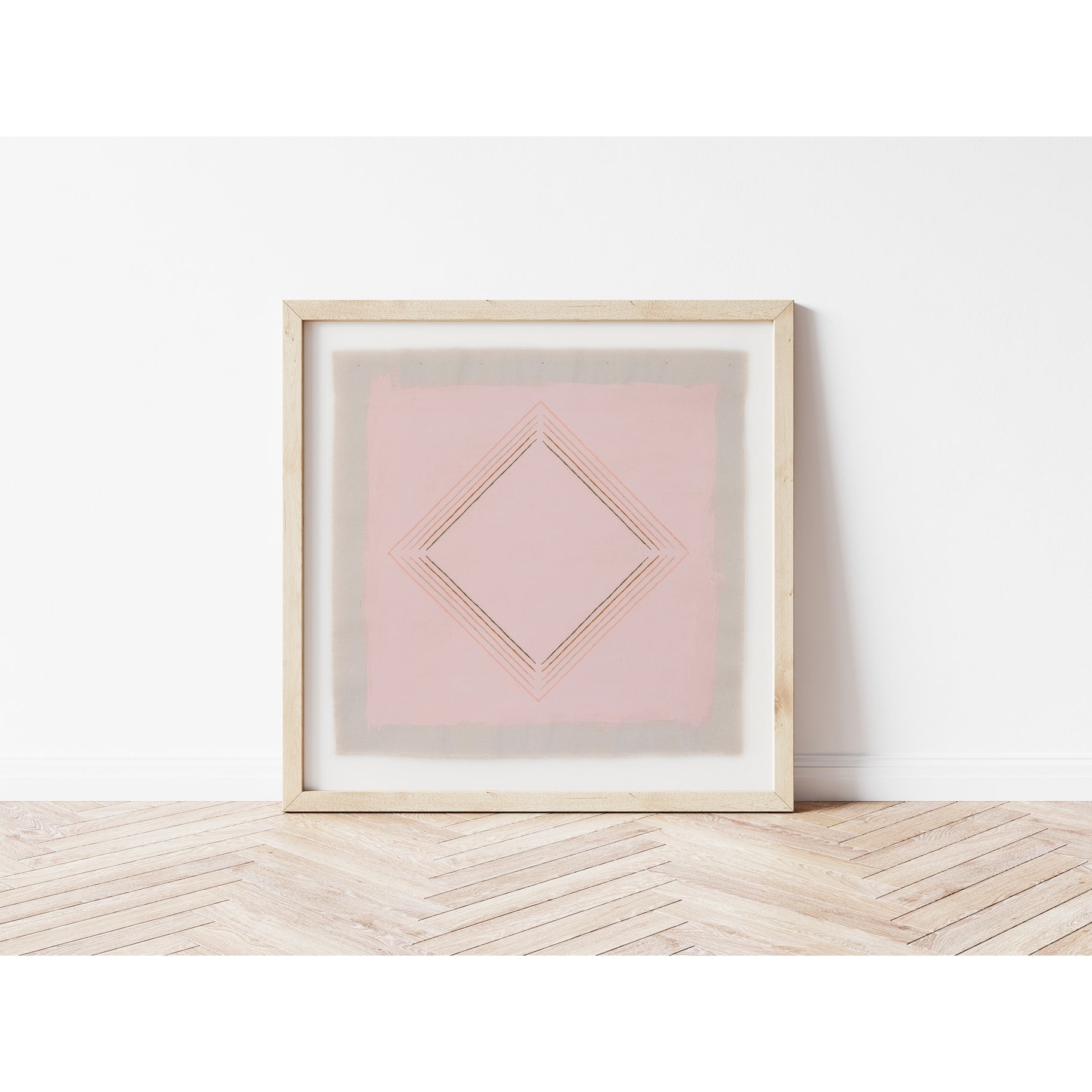 Muted Pink Diamond Mid-Century Modern Art Print