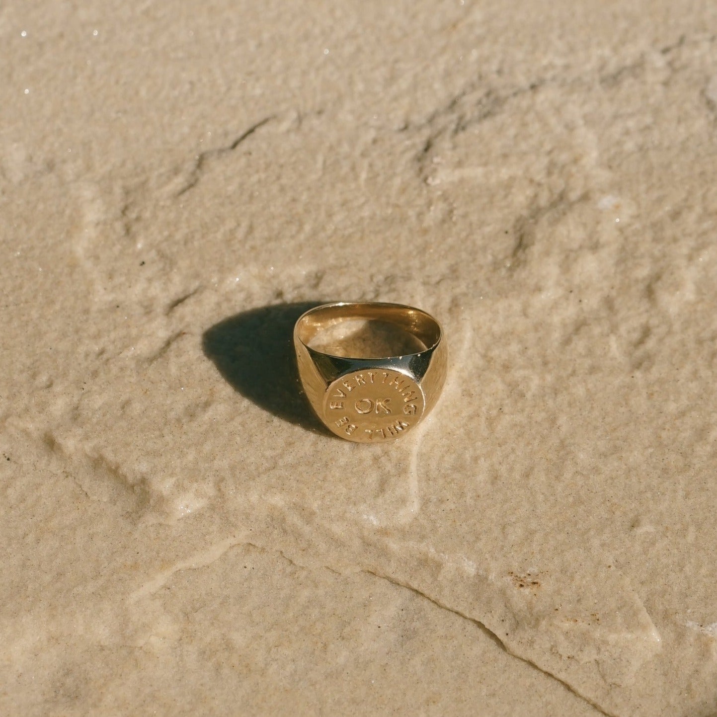 Gold Plated Everything Will Be Ok Signet Ring