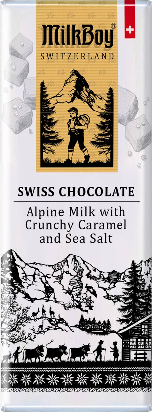 Mini Milkboy Swiss Alpine Milk Chocolate with Caramel and Sea Salt