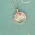 Gold Floral Handkerchief Print Necklace