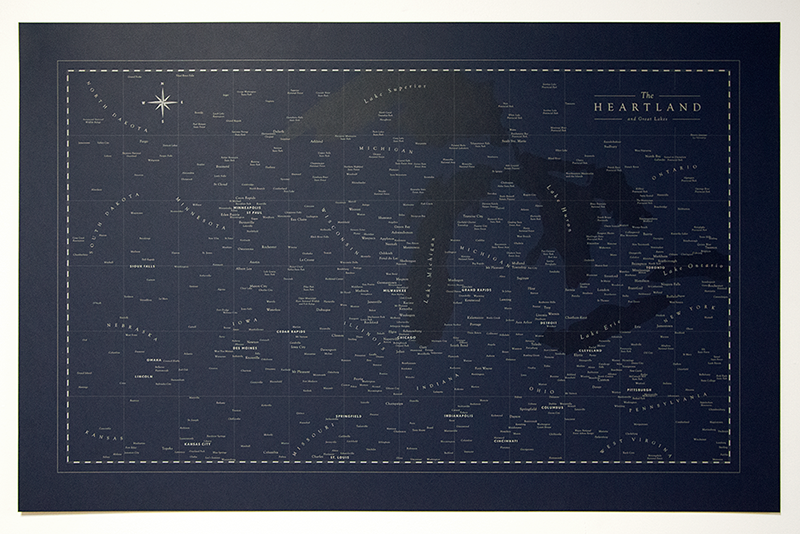 Heartland Great Lakes Map Art Print