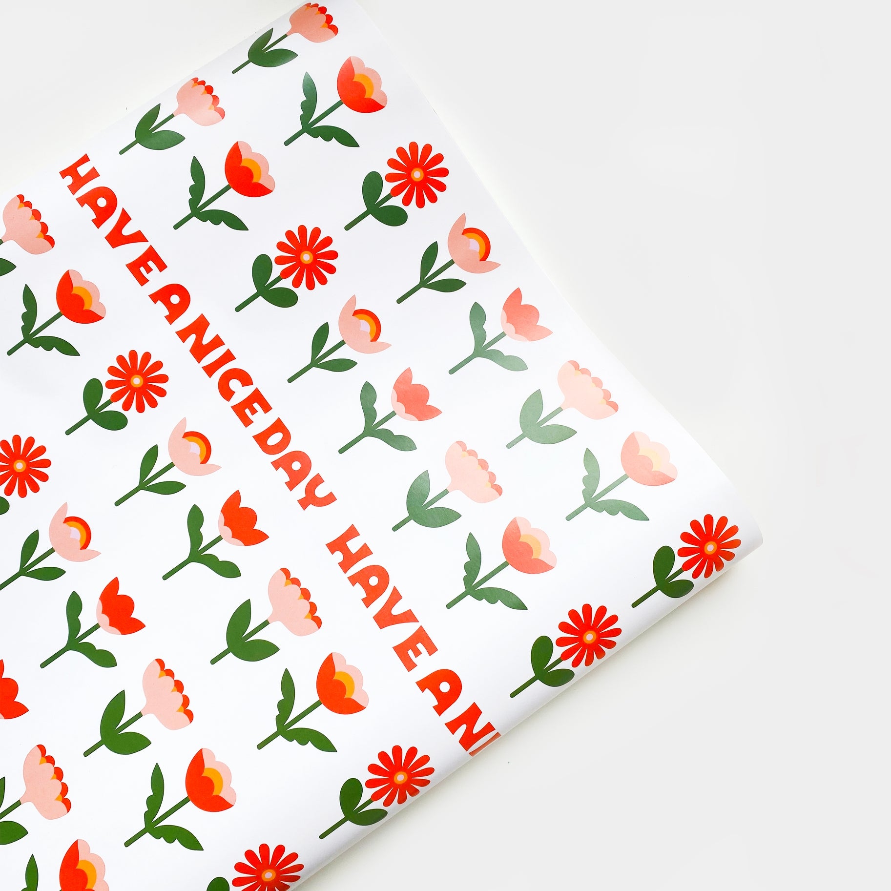 Floral “Have A Nice Day” Wrapping Paper Sheets