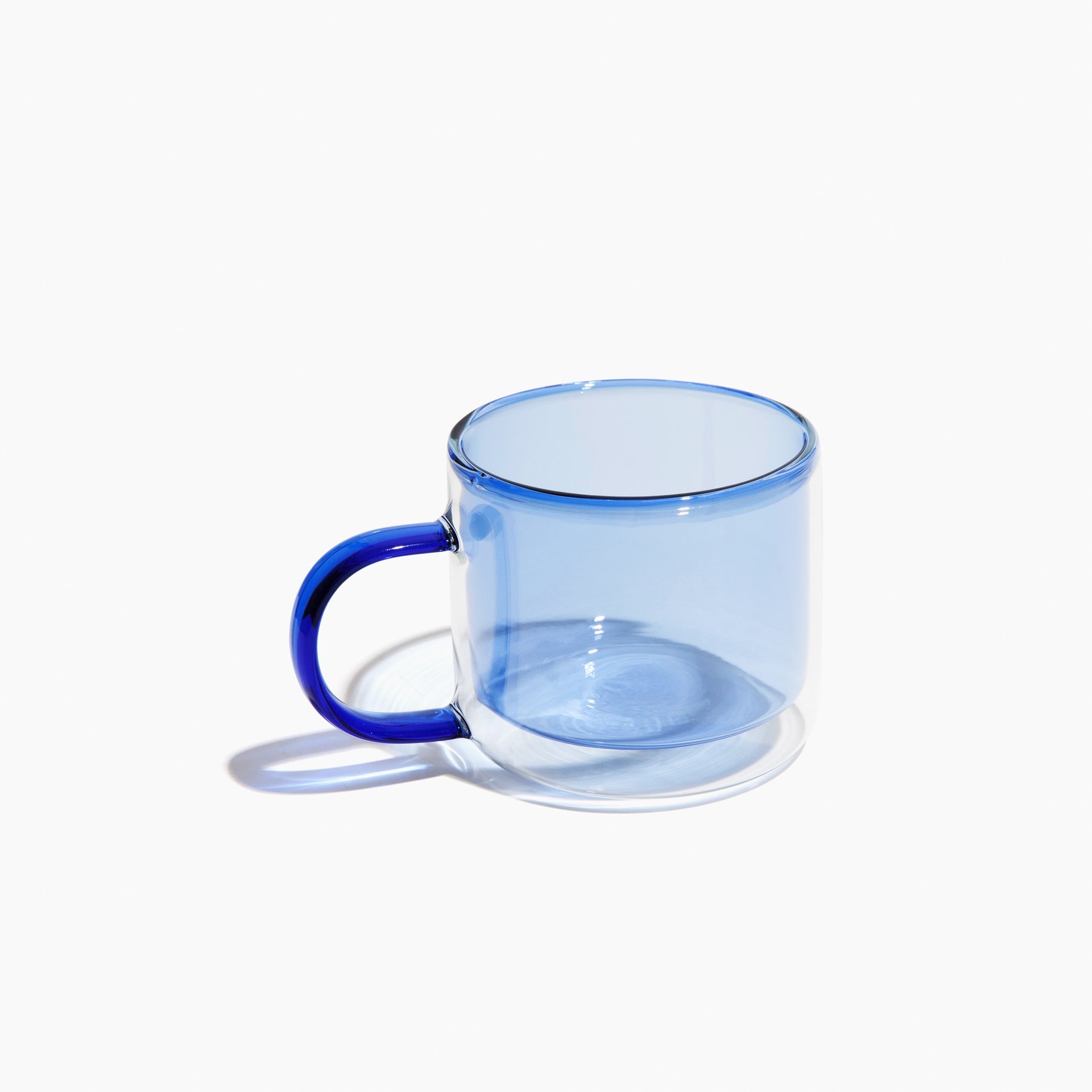 Double Wall Glass Mug in Blue