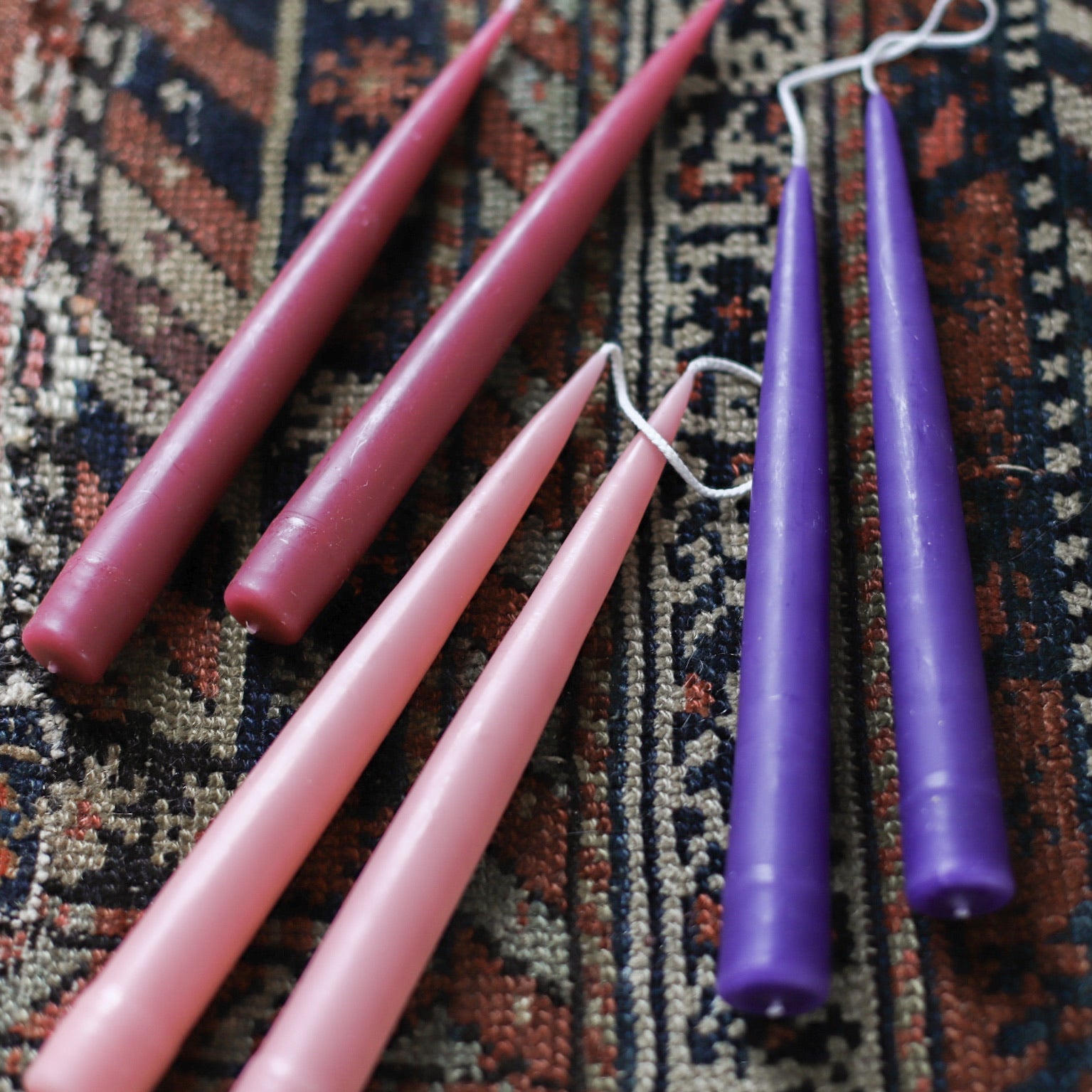 Hand Dipped Taper Candles in Iris