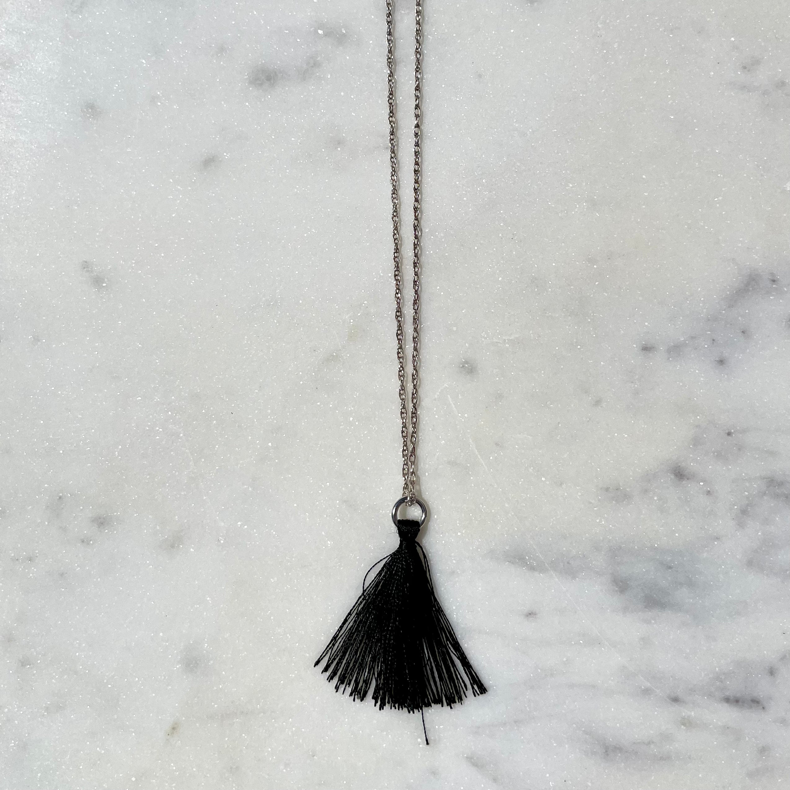 Black Tassel Sterling Silver Necklace