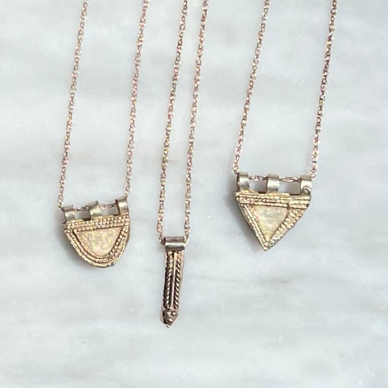 Antique African Silver Amulet Necklaces