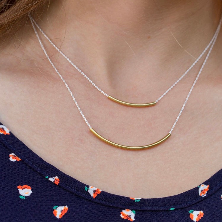 Brass Tube and Sterling Silver Layering Necklace