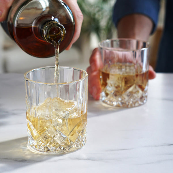 Viski Gatsby Lowball Glasses, Vintage Drinking Tumblers for Whiskey, Scotch  & Bourbon, Art Deco Ripple Glassware Arch Design, Gold Plated Base Crystal  Drinking Set, Set of 2 , 12oz