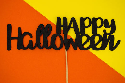 Happy halloween sign against orange and yellow