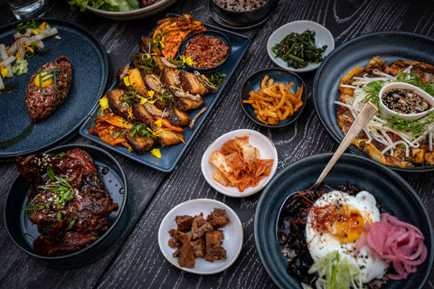 Korean food on black table