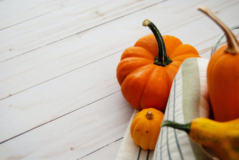 Tea towel and pumpkins