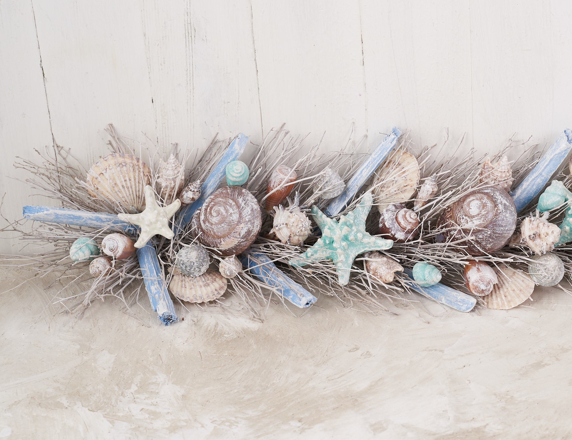 Wood Heart Beach Mobile - Coastal Heart Garland - California Seashell Co