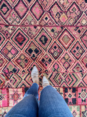 pink geometric Moroccan boujad rug