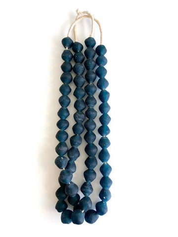 DEEP SEA BICONE GHANAIAN RECYCLED GLASS BEADS