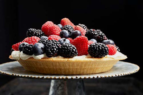 Piccola Cucina's Recipe for Gluten-Free Mascarpone Berry Almond Crust Pie, featuring their lightly sweetened gluten-free almond flour pie shells made in their dedicated gluten free bakery in Winnipeg, Manitoba