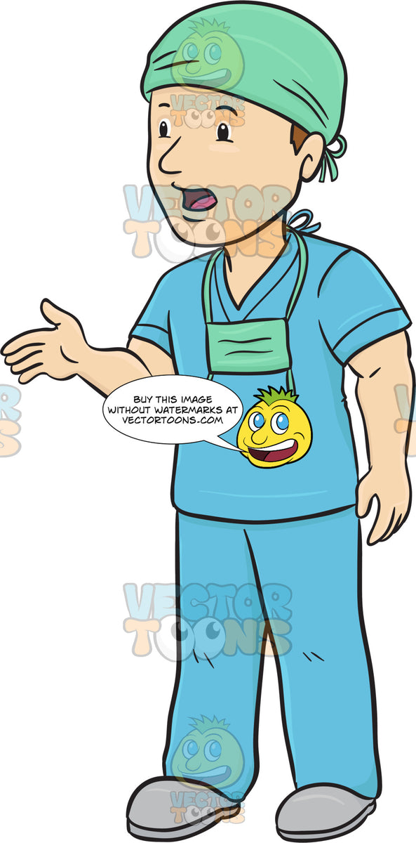 Surgeon Is Talking With His Hand Held Out – Clipart Cartoons By VectorToons