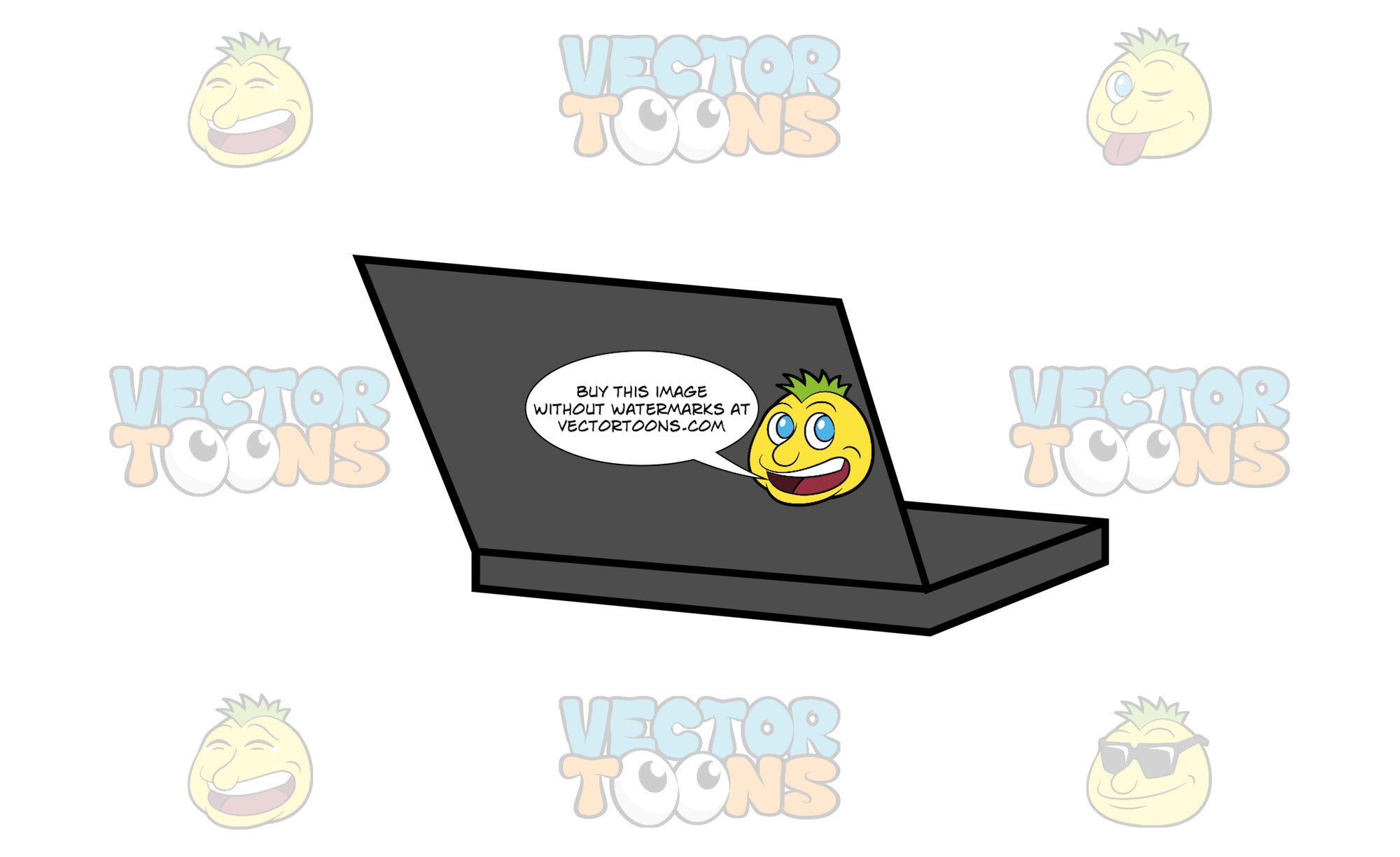 Back View Of An Open Laptop Computer – Clipart Cartoons By VectorToons