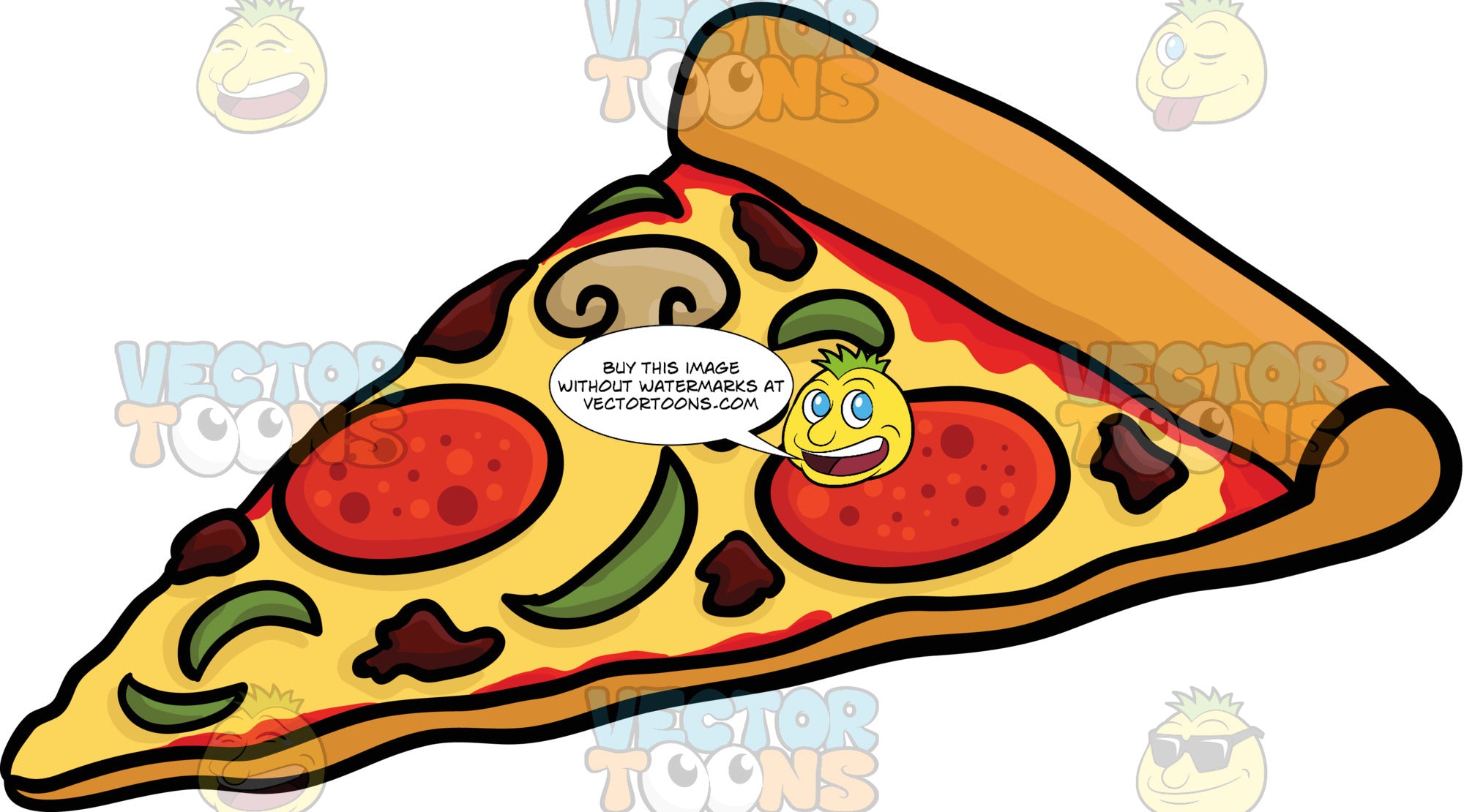 Slice Of Pizza - Clipart Cartoons By VectorToons