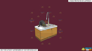 Clipart A Cat Drinking From The Sink On A Solid Red Wine 5b2333 Background