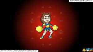 Clipart A Cheerleader With Yellow Pompoms On A Red And Black Gradient Clipart Cartoons By Vectortoons