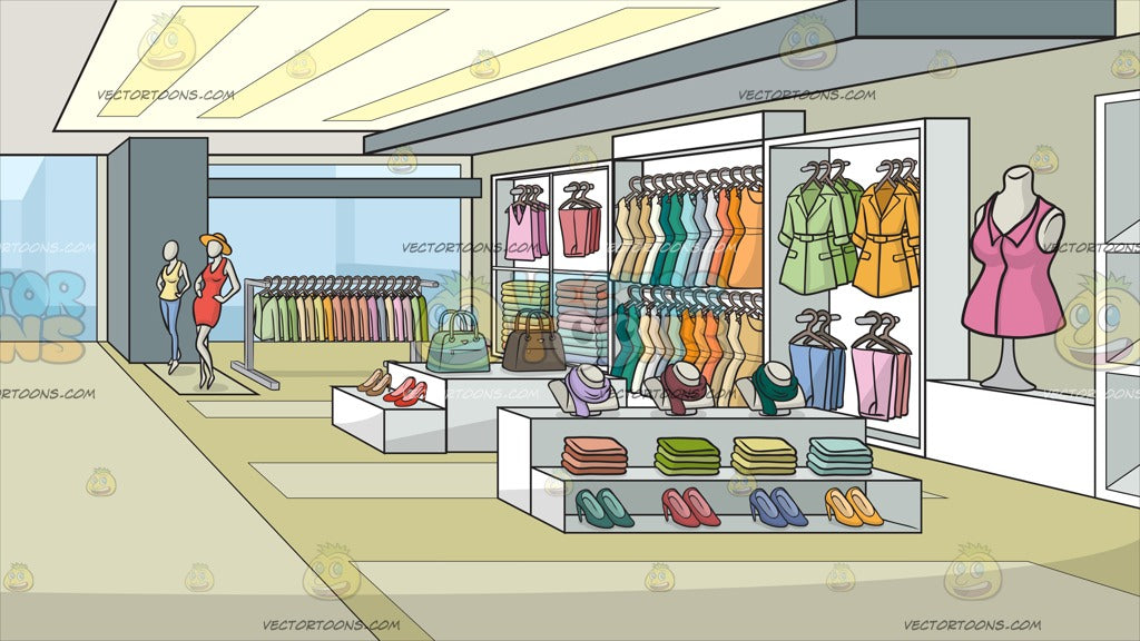 A Clothing Store For Women Background Clipart Cartoons By Vectortoons