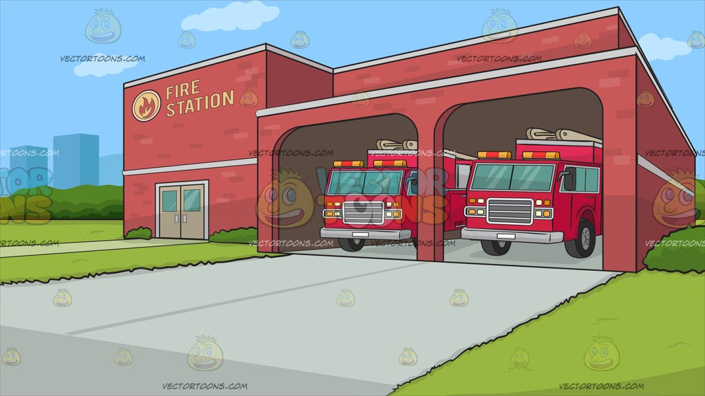 A Fire Station Background – Clipart Cartoons By VectorToons