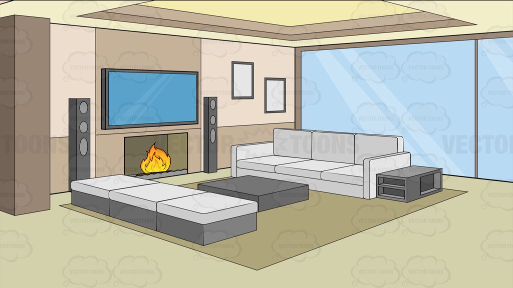 A Modern Comfy Living Room Background – Clipart Cartoons By VectorToons