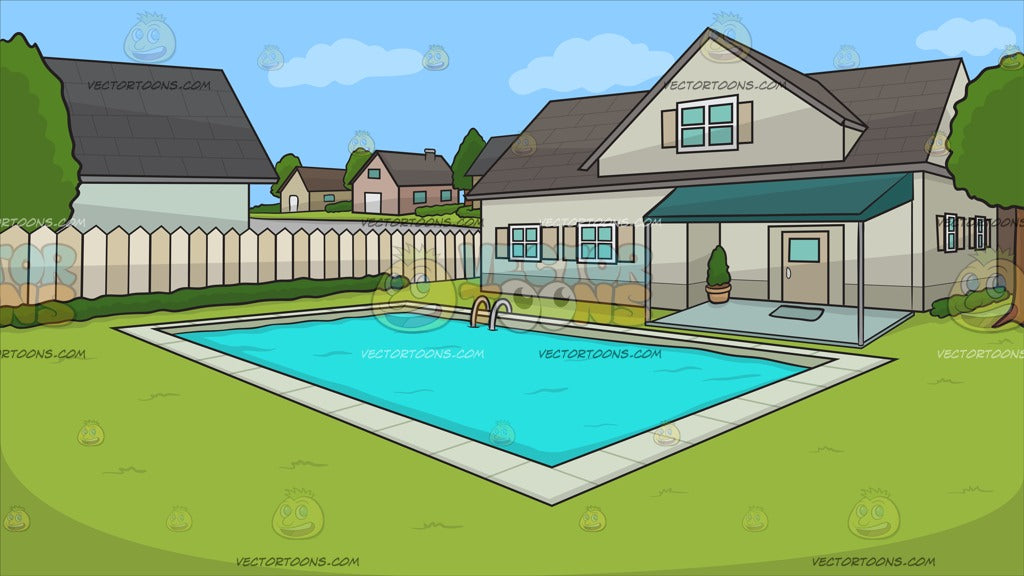 A Suburban House  With Swimming  Pool  Background Clipart 