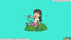 Clipart A Woman Sitting On A Pile Of Money On A Solid Turquiose - cartoon clipart a woman sitting on a pile of money on a solid turquiose 41ead4