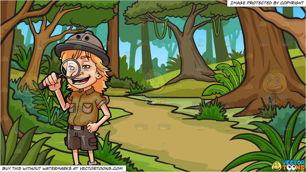 A Young Explorer And A Lush Jungle Background Clipart Cartoons By Vectortoons