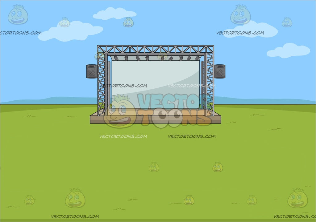 An Empty Outdoor Stage Theater Background – Clipart Cartoons By VectorToons