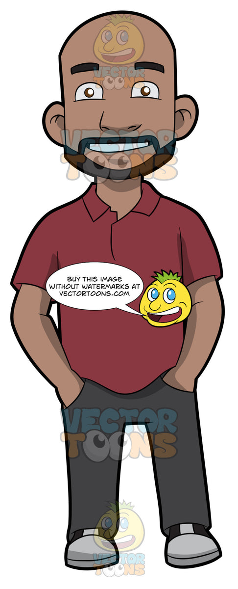 A Handsome Black Bald Guy – Clipart Cartoons By VectorToons