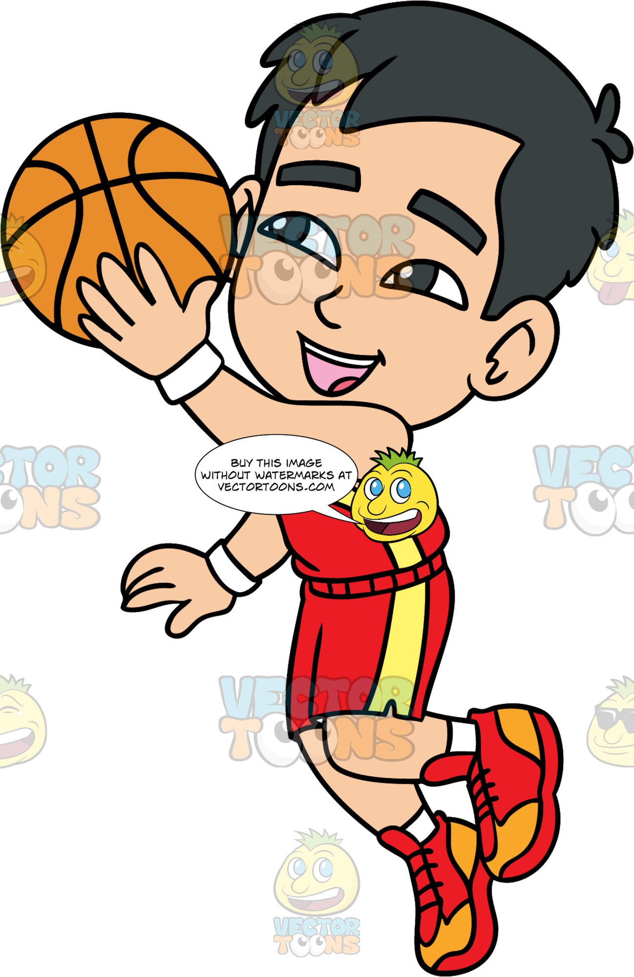 Young Kevin Jumping Up To Shoot The Ball Clipart Cartoons By Vectortoons