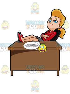 Woman Sitting With Her Feet Up On A Desk Clipart Cartoons By