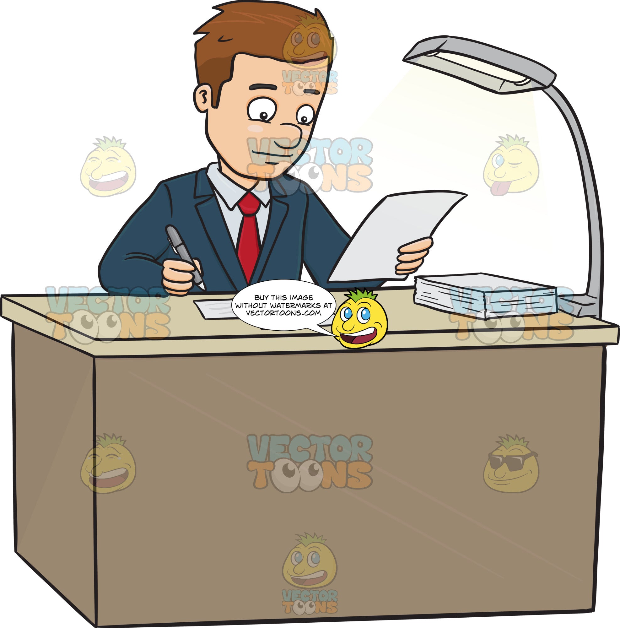 4570book Hd Ultra Businessman At Desk Clipart Image Pack 5877