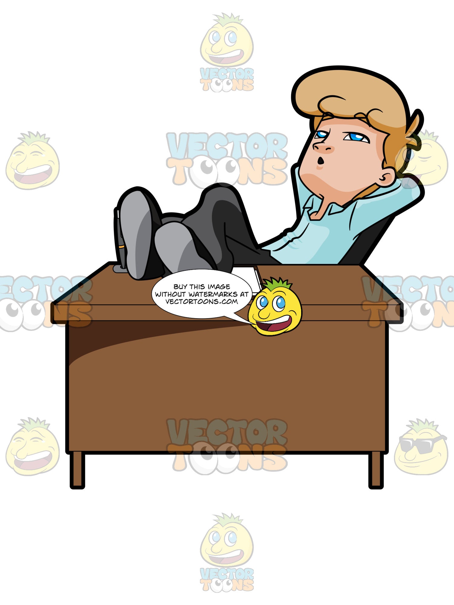 Blonde Man Sitting With His Feet Up On A Desk Clipart Cartoons