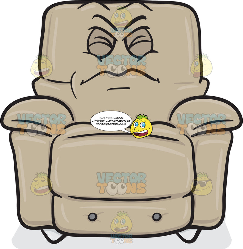 Cartoon: Disgruntled Look On Stuffed Chair Emoji | Clipart Images
