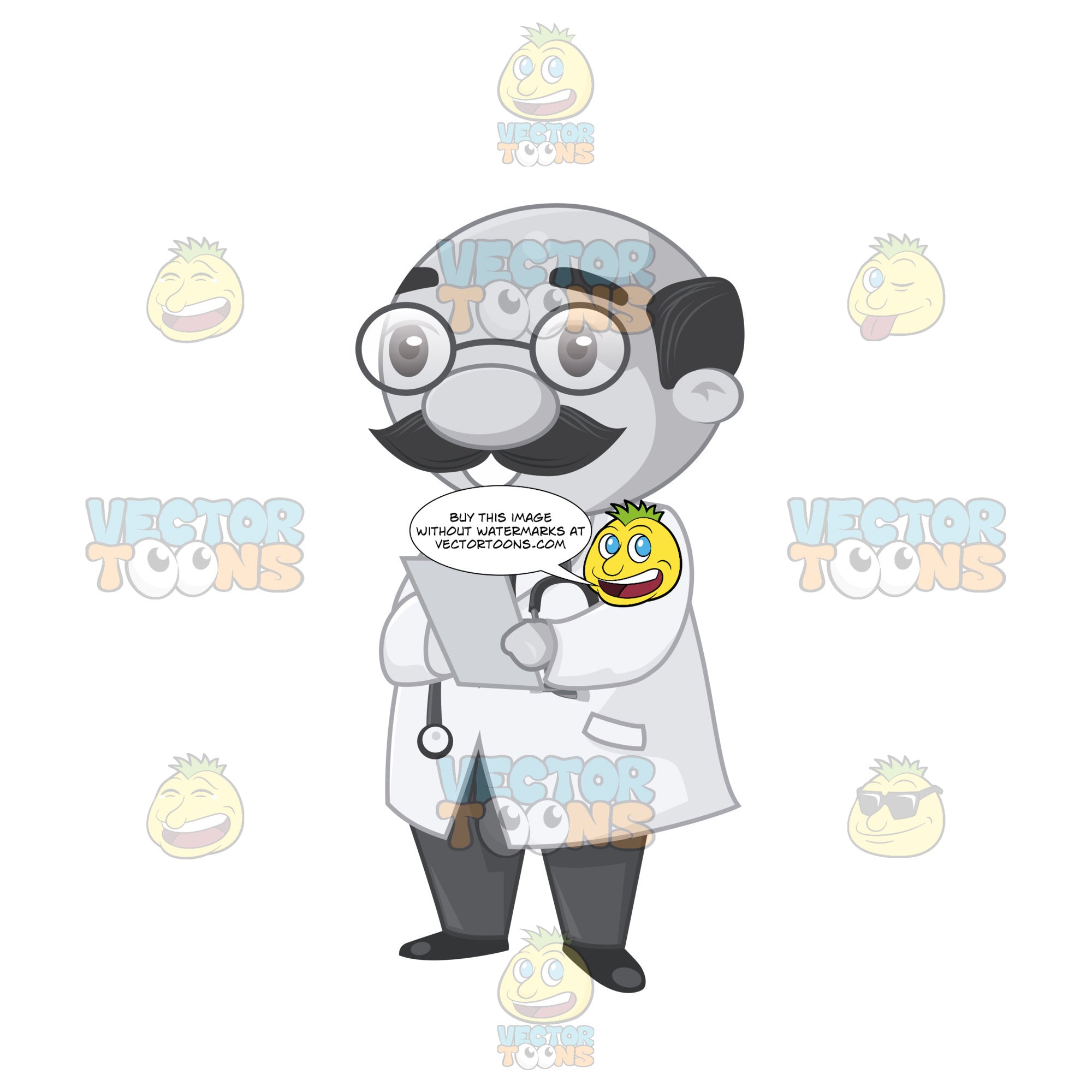 Doctor Writing On A Clipboard – Clipart Cartoons By VectorToons