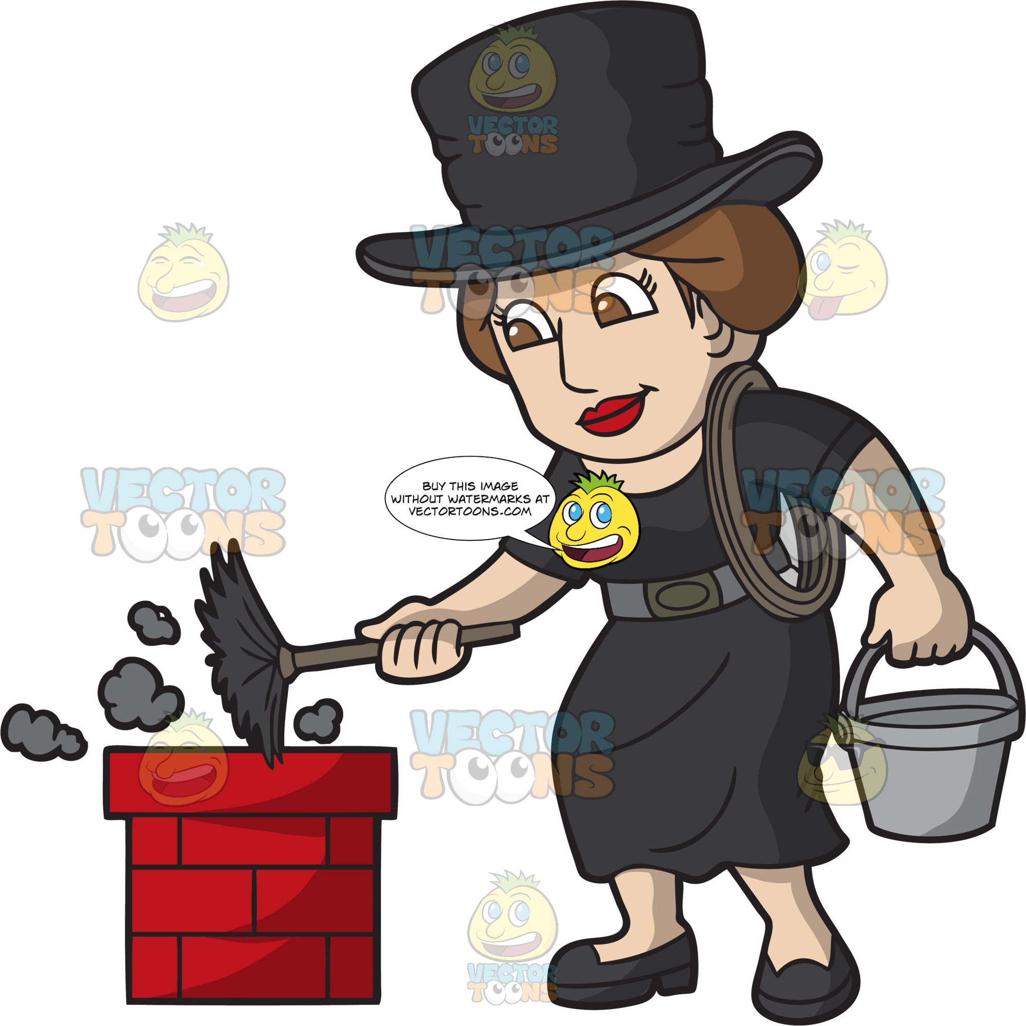 A Female Chimney Sweep At Work Clipart Cartoons By Vectortoons