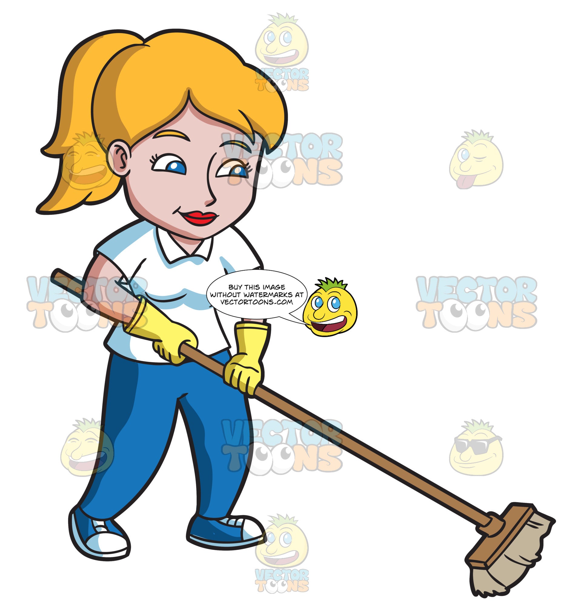 A Woman Sweeping The Floor Clipart Cartoons By Vectortoons