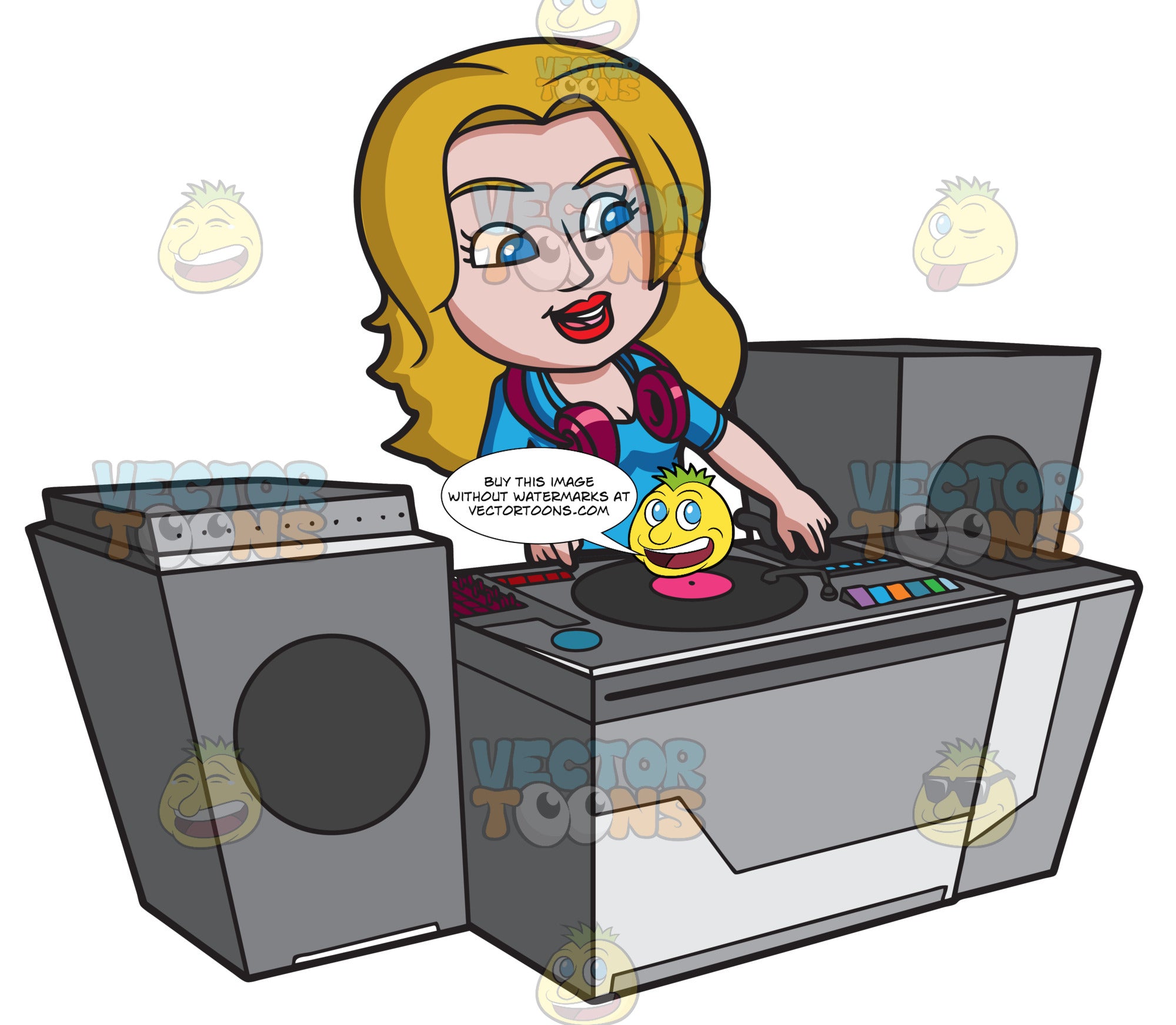 A Pretty Female Dj – Clipart Cartoons By VectorToons