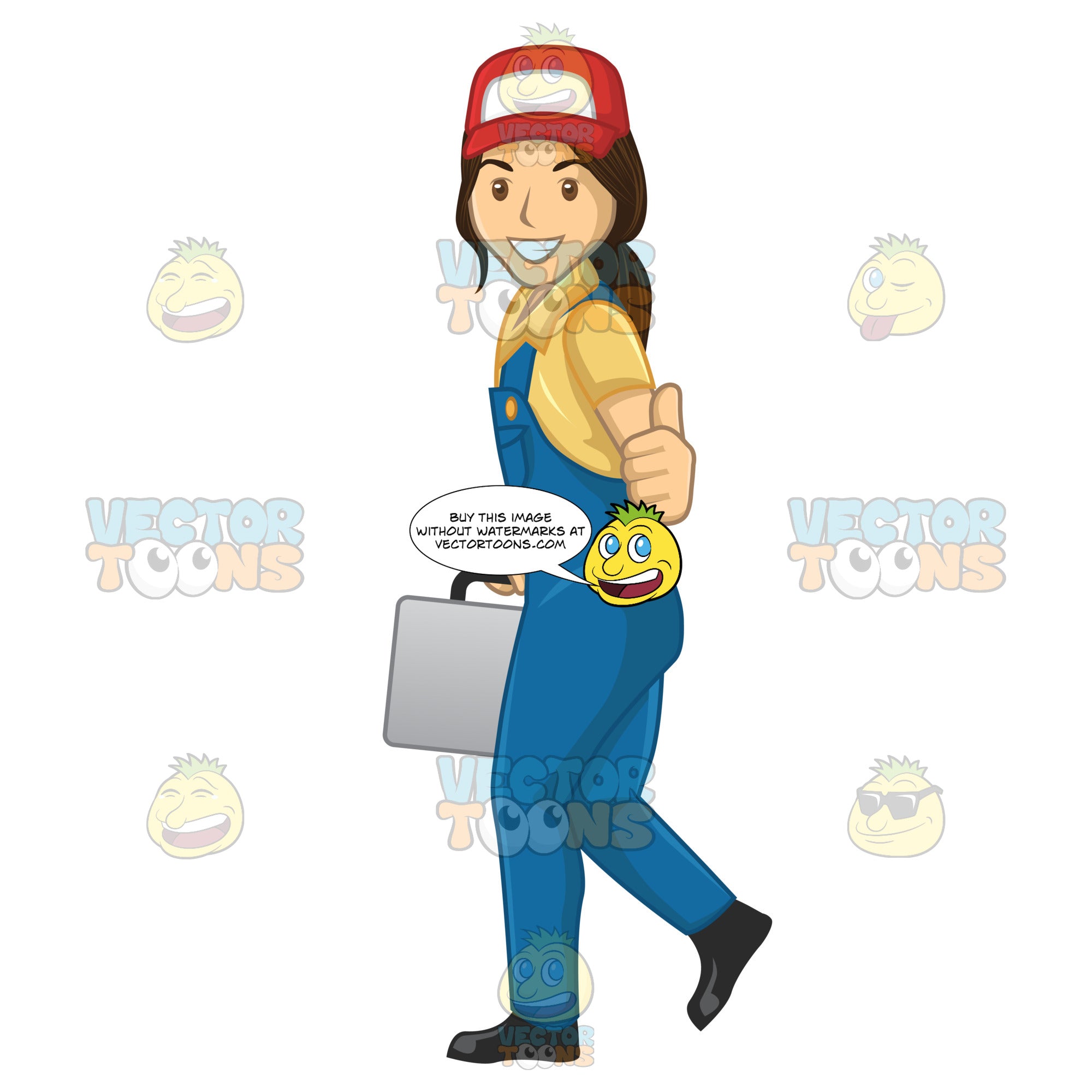 Female Plumber Giving The Thumbs Up While Walking Clipart Cartoons By